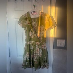 Green floral romper
